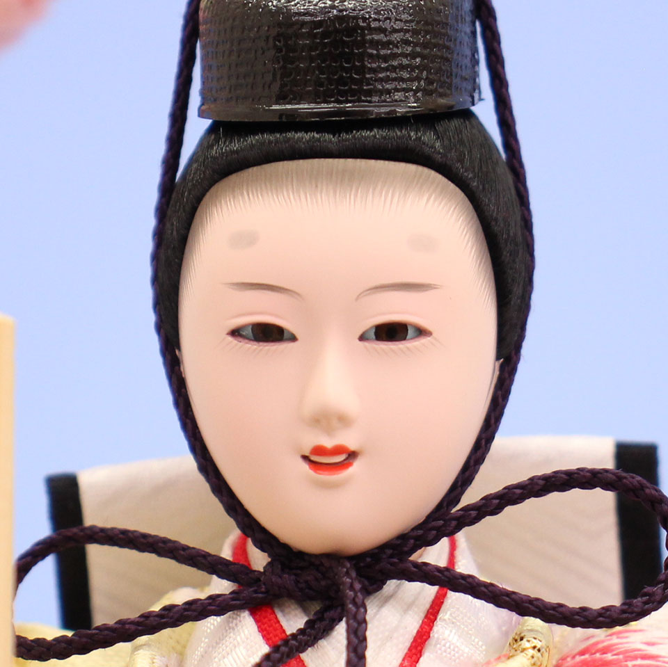 雛人形ケース飾り 二人 小芥子親王 薄ピンク 殿顔