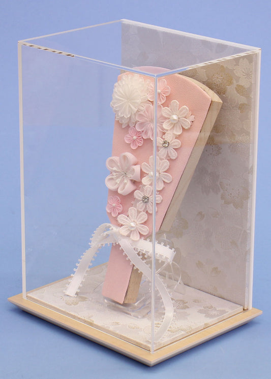 ヘッドドレスが外せる羽子板 結(ピンク) 白桜スリム 横から