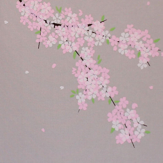 Paravent pour poupées May et Hina, hauteur 21 cm, n° 7, deux panneaux, gris soyeux, fleurs de cerisier