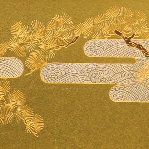 黒塗畳台-12号金彩波に松 ズーム