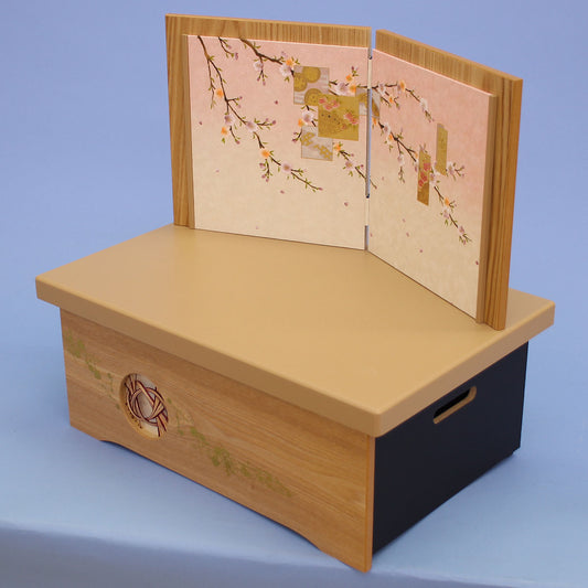 ensemble complet de paravent pliable pour poupée Hina et support de rangement, 45 cm de large, avec bandes de frêne et rangement pour 1000 bandes