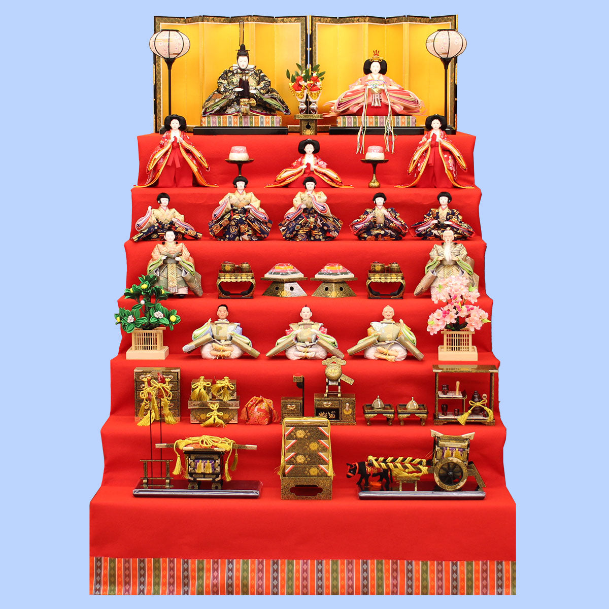 雛人形七段飾り105cm幅 十番十五人