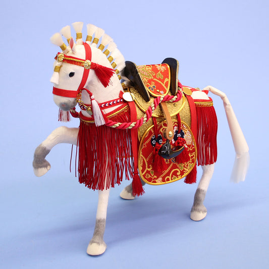 飾り馬 8号京飾り奉書馬出し飾り(白馬)前から