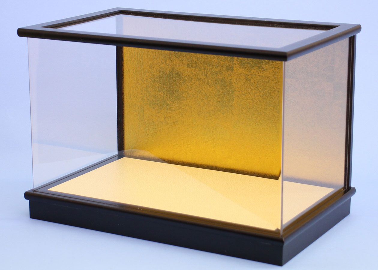 Étui à rabat en acrylique, largeur 36 cm, hauteur 21 cm, Kimekomi 2e personne numéro 21, dos noir mat doré, acrylique