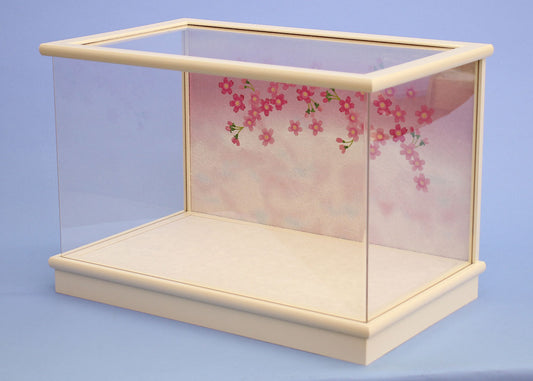 アクリルカブセケース 幅36cm 高さ21cm 木目込み二人号21アイボリー桜バック