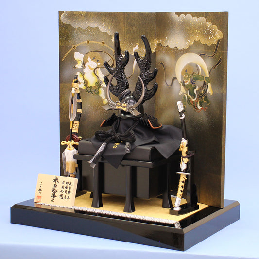 五月人偶兜饰,宽60厘米,雄山制作,本多忠胜兜,风神雷神装饰