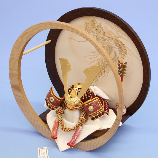 五月人偶兜装饰品宽36cm 第6号 金阁寺兜 玉杖型浮雕龙组合