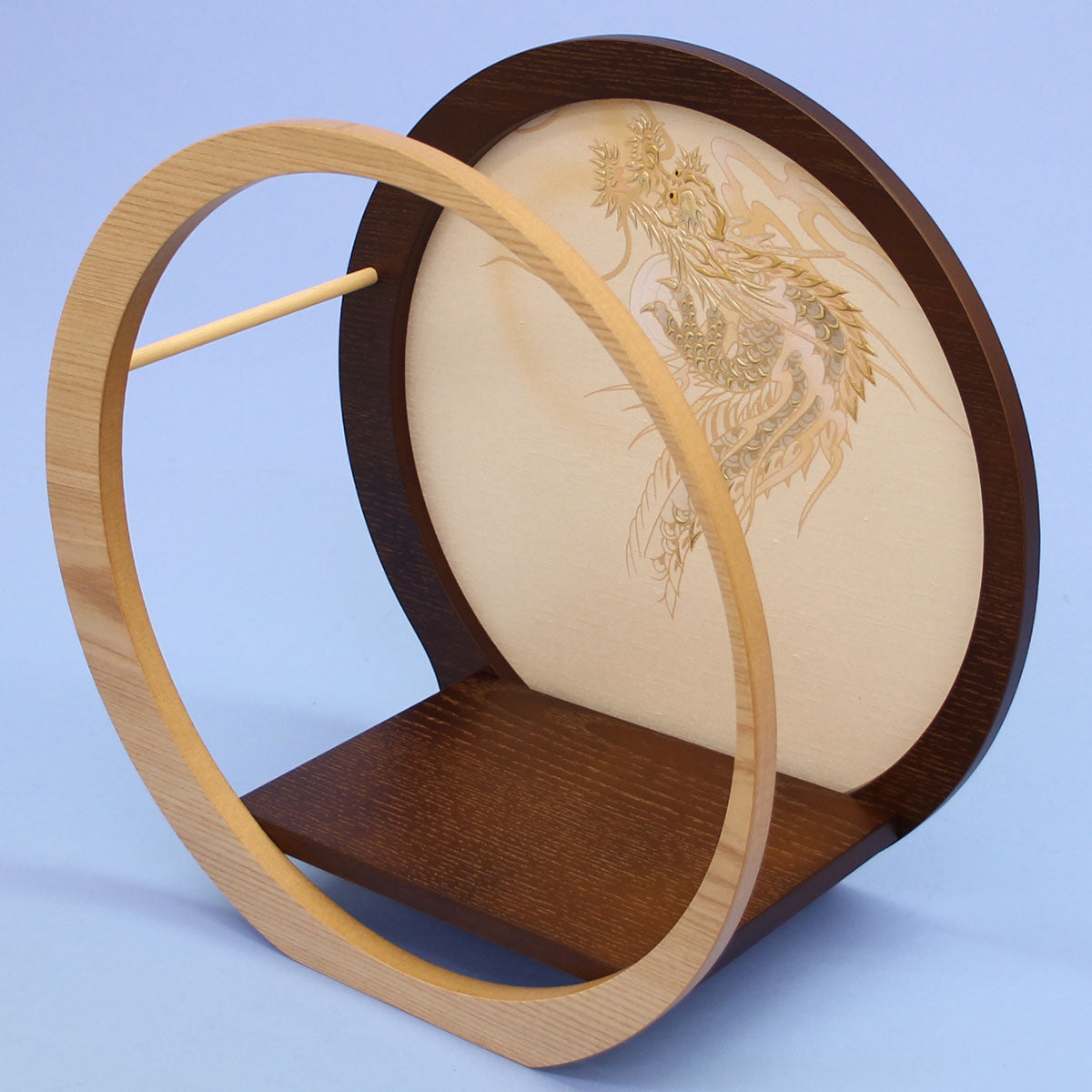 五月人偶屏风支架,宽36厘米,灰金色涂装,龙与月亮形支架