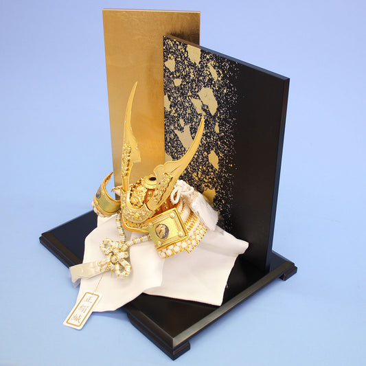 男孩节人偶兜装饰品 宽31cm No.6 悠山兜 黑金箔屏风装饰套装