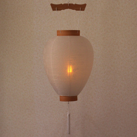新盆用の盆提灯 白紋天 吊り下げタイプ 暗所点灯