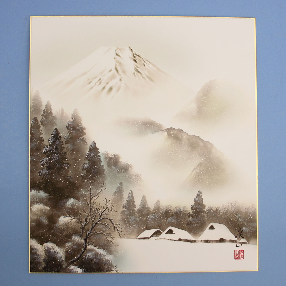 山水画色紙 厳岳霊峰