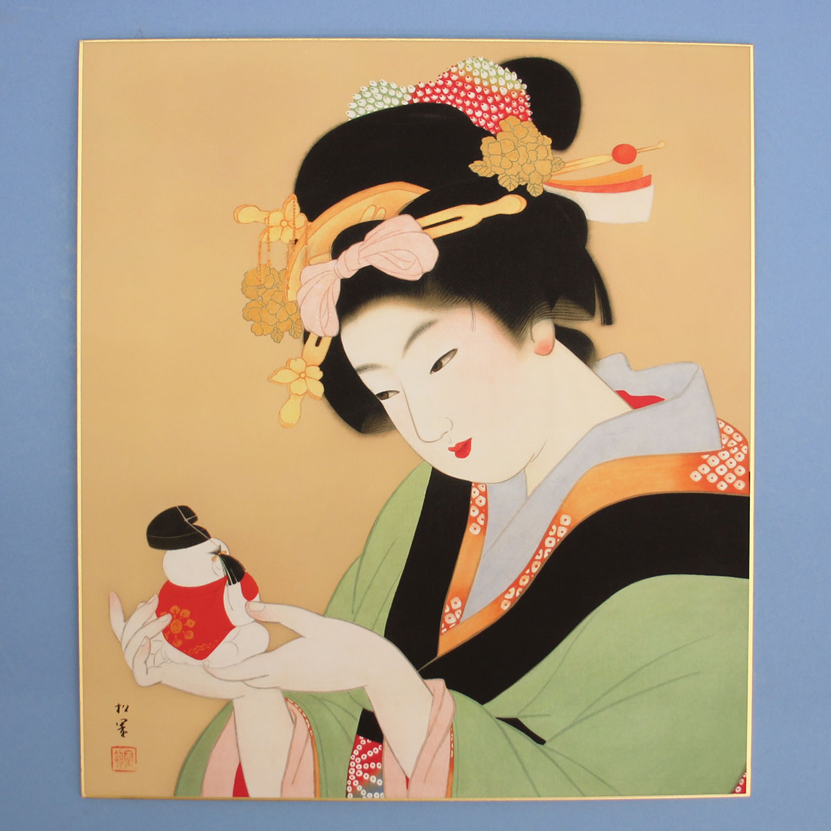 模写複製画色紙 松園名画選 御所人形