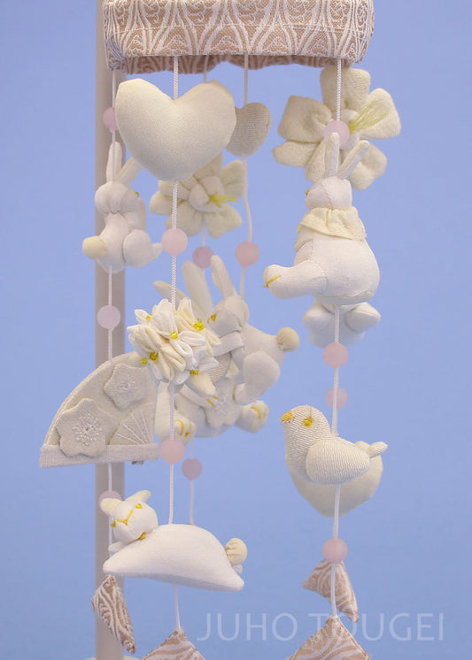 つるし飾り台付き 高さ 34cm ミニウサギっこ くすみピンク