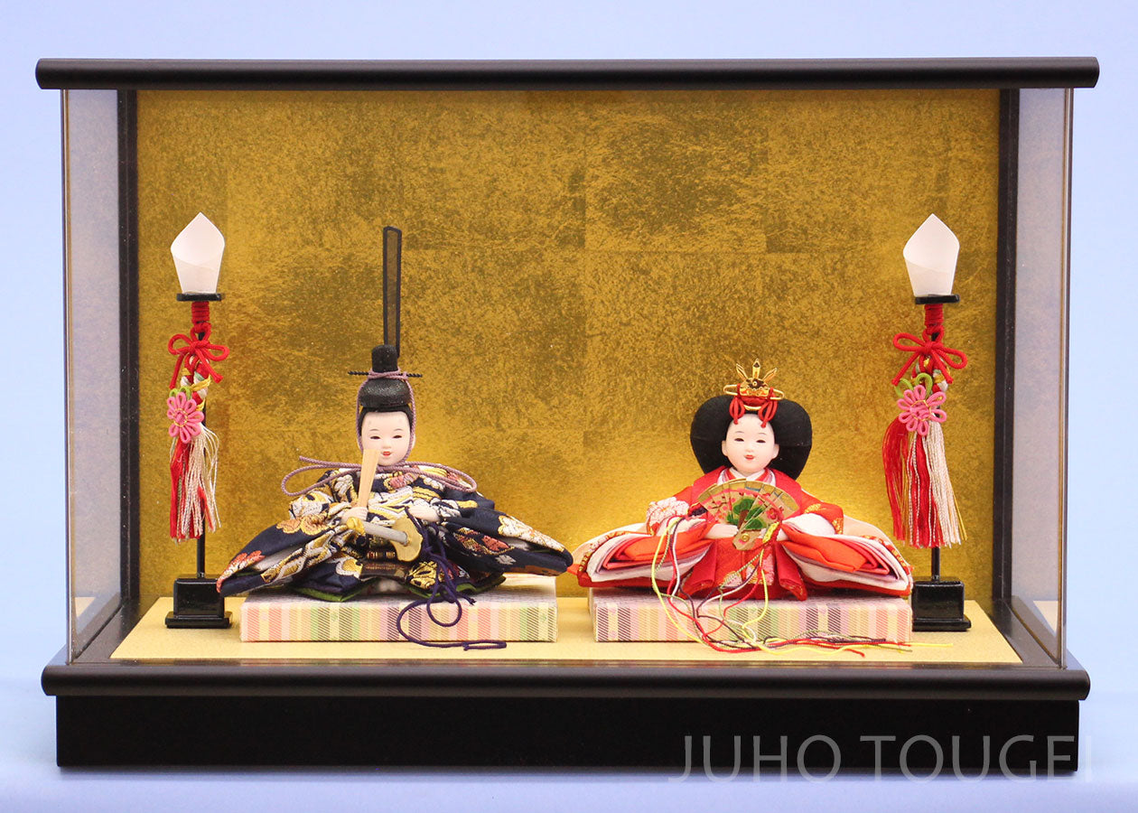 アクリルカブセケース 幅36cm 高さ21cm 木目込み二人号21黒艶消し金バック アクリル