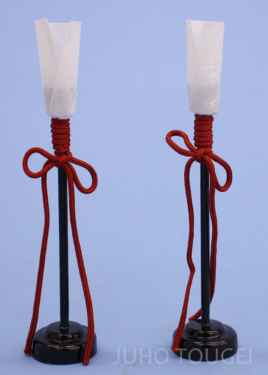 雛人形道具 点灯しない油灯12cm エンジ紐(一般)(木製)