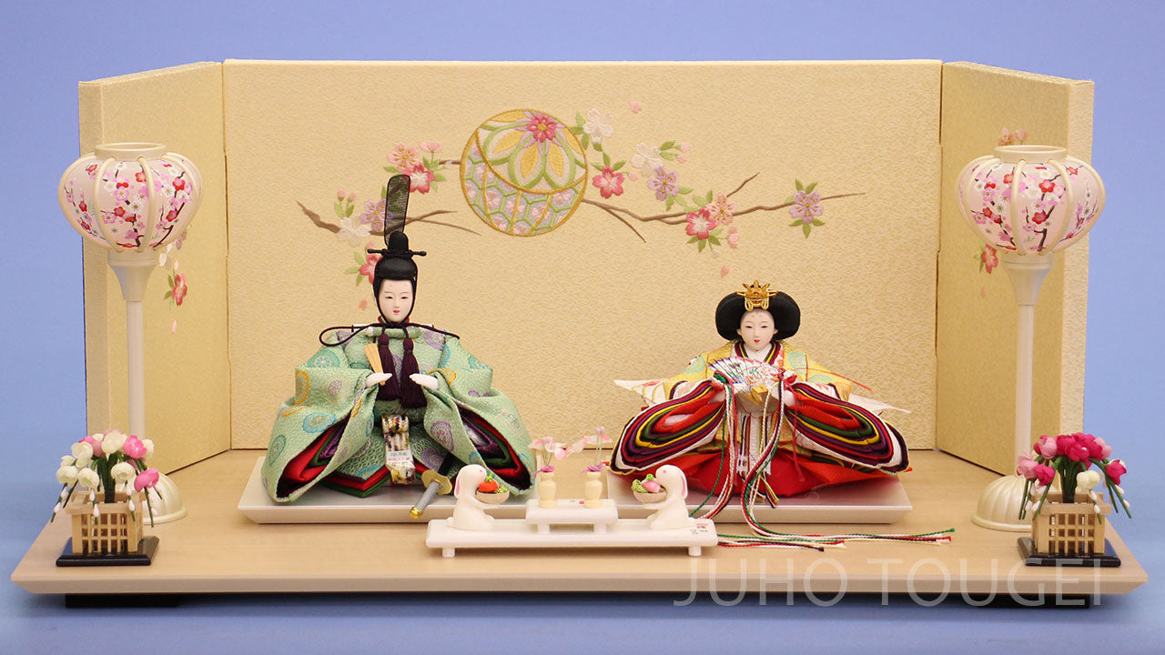 雛人形 親王平飾り 幅60cm｜京十三番 パステル有職 吉祥まり桜 – 寿鳳