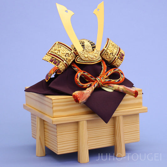 五月人形 単品兜 高さ21cm 8号長鍬形金小札朱赤縅