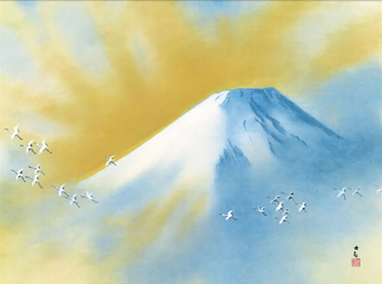 Yokoyama Taikan "Sacred Peak in Flight" Mini Hanging Scroll | Masterpiece Art Print