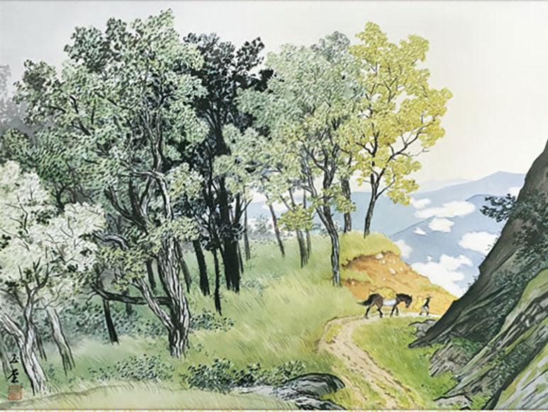 ミニ掛け軸 名画複製画 川合玉堂 山雨一過