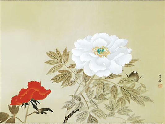 ミニ掛け軸 名画複製画 小林古径 牡丹