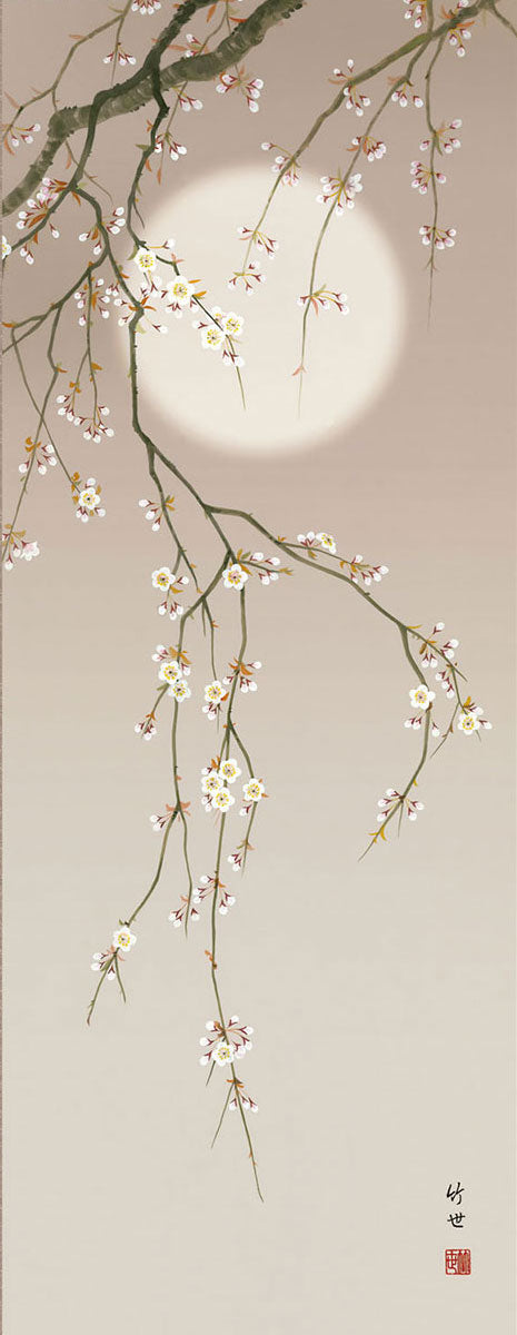 花鸟画挂轴,四季,春季,田村武代