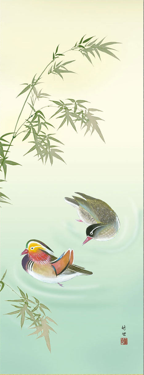 花鸟画挂轴,四季,冬季,田村武代