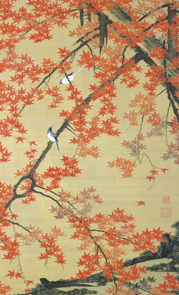 名画複製画 紅葉小禽図 伊藤若冲