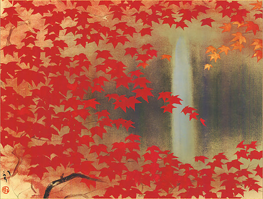 名画複製画 滝に紅葉 川端龍子