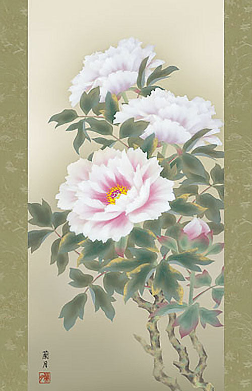 吉井蘭月的鸟花画挂轴