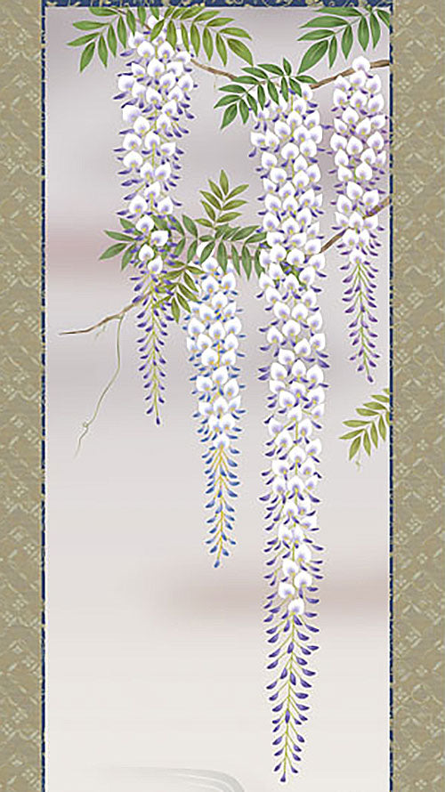 花鸟图挂轴《藤花》作者:森山観月