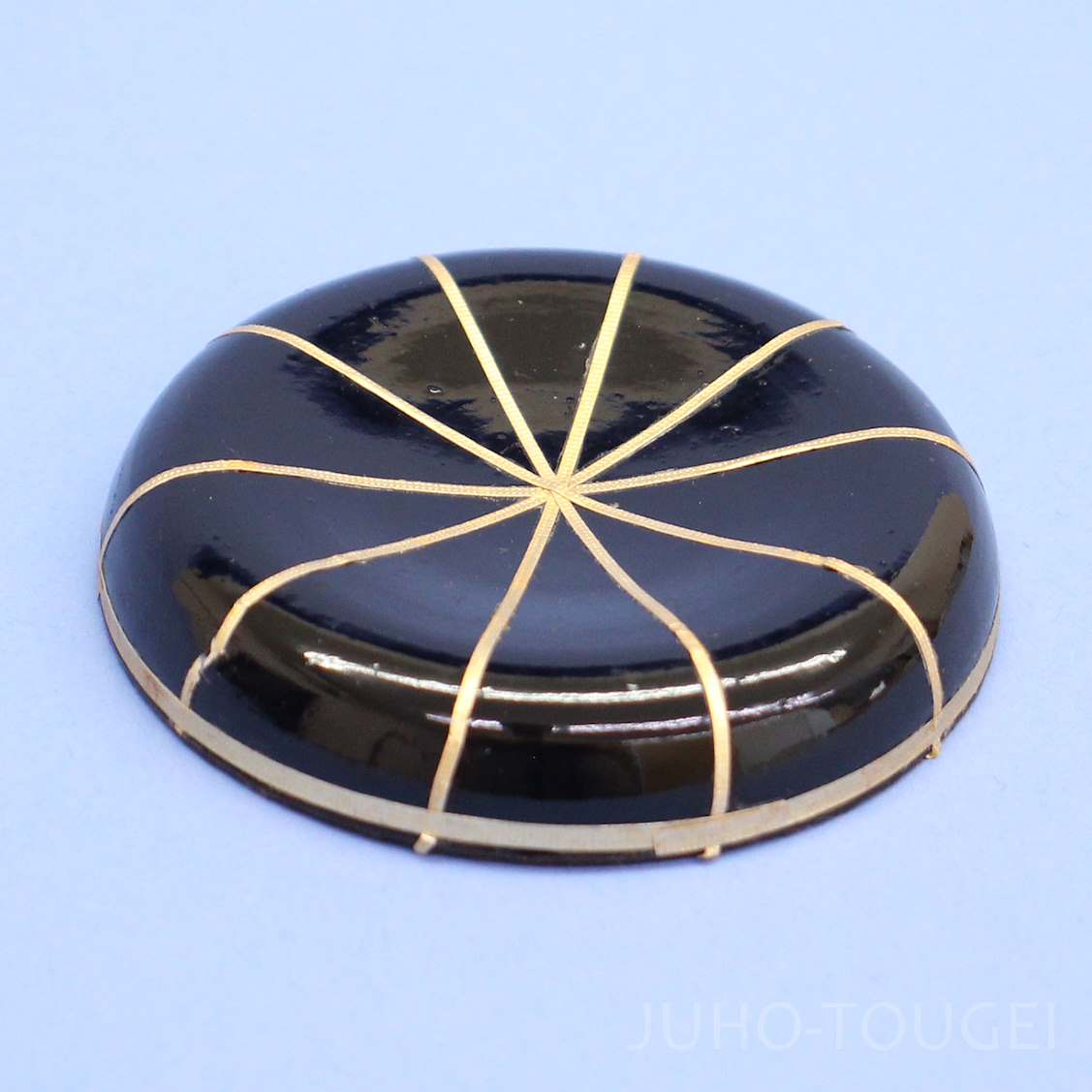 Lacquered Hat for Dolls – Black and Gold (Diameter: approx. 7.3 cm)