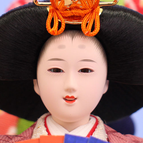 雛人形ケース飾り 二人 小芥子親王 赤ケース吊るしマリ 姫顔