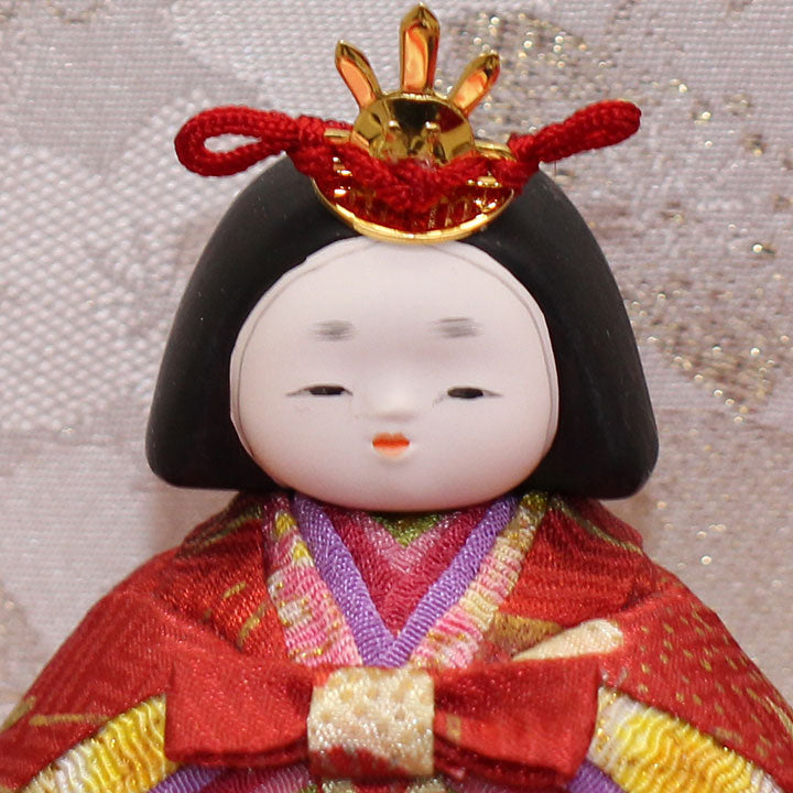 木目込み雛人形 寿鳳作ミニミニ十五人五段飾り 姫顔