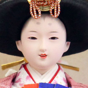 雛人形ケース飾り 二人 小芥子金ライン白 姫顔