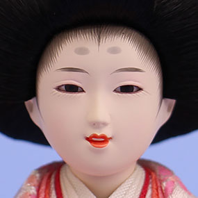 雛人形収納三段飾り 幅50cm柳五人 梅刺繍ピンク引き出し式W50 顔