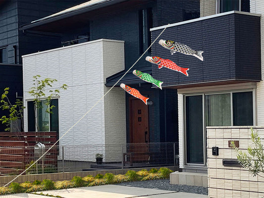 羽衣鯉のぼり4匹セット 掲揚イメージ