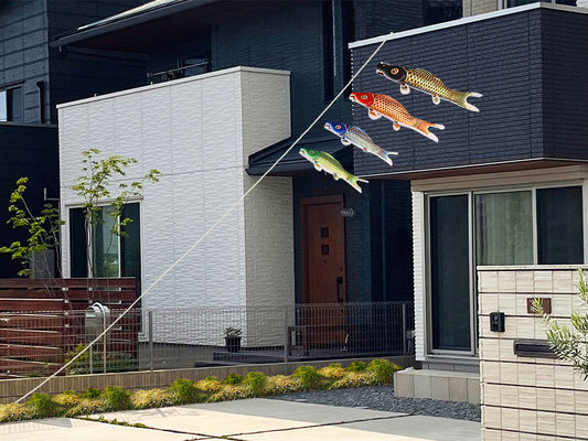 江戸鯉のぼり 4匹セット 掲揚イメージ