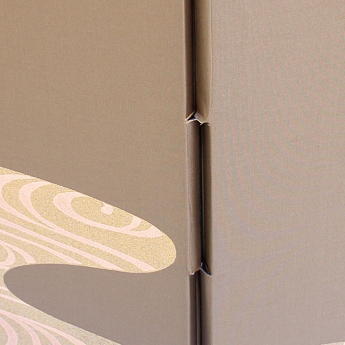 Folding screen for Hina dolls, 30cm high, 10-go Sankyoku, gray cherry blossom flowing water