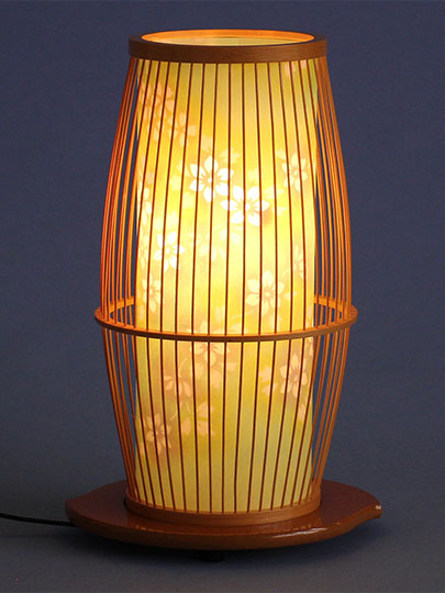 インテリア盆提灯 京竹2号 白木高さ30cm 暗所点灯