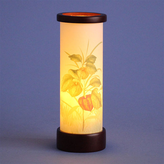 ミニミニサイズ盆提灯高さ19cm インテリア燈明 スタンプS コードレス(ほおずき) 暗所点灯