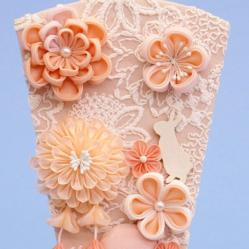 つまみ飾り羽子板 うらら(オレンジ) ズーム