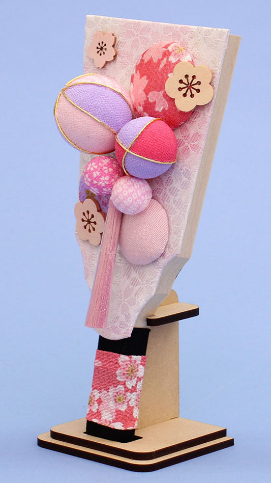 7号羽子板 ピンクまりMDFスタンド付き