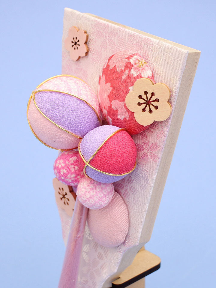 7号羽子板 ピンクまりMDFスタンド付き ズーム