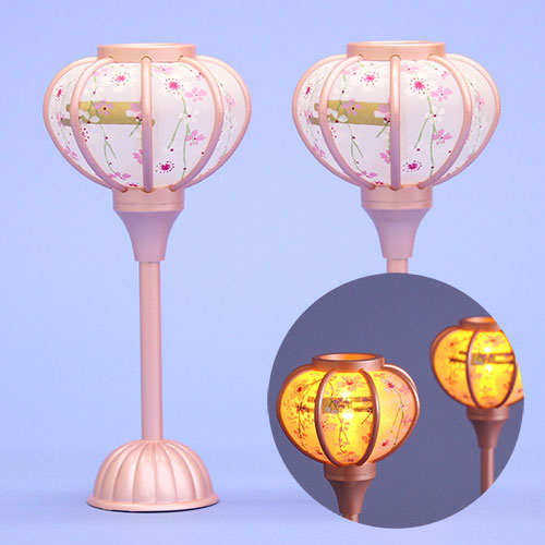 雛人形 ぼんぼり (樹脂製) 18cm小桜LEDコードレスパールピンク