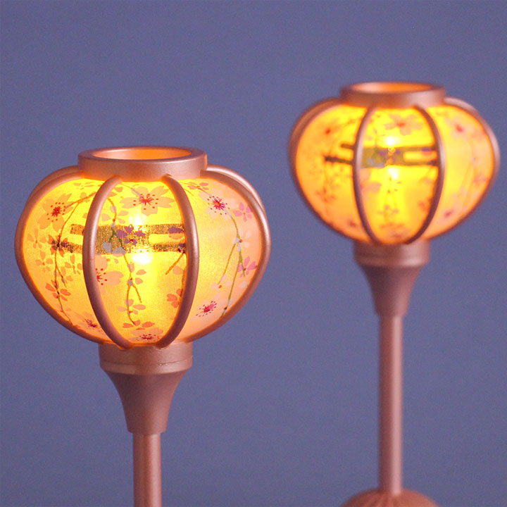 Lanterne poupée Hina (résine) 18 cm Petite Sakura LED sans fil Rose perle