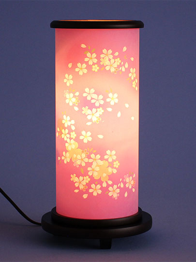 小型サイズ盆提灯高さ29m インテリア燈明 小桜の舞(薄紫) 暗所点灯