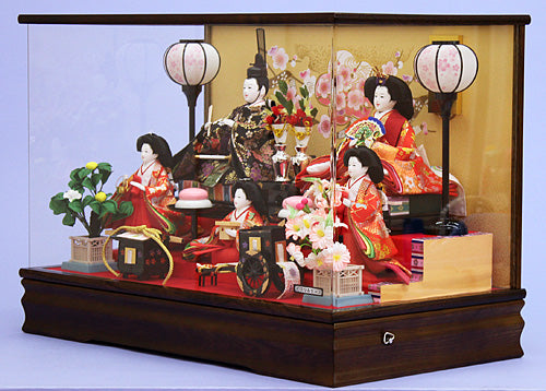 雛人形ケース飾り 五人 のぞみ 横から