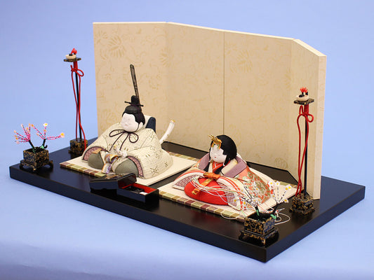 木目込み雛人形 幸一光作和 平飾り 横から