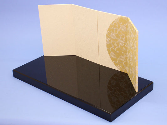 ensemble complet de poupée Hina et paravent à plateforme, largeur 60 cm, n° 20, base carrée noire, n° 9, quatre panneaux, arabesque Seika