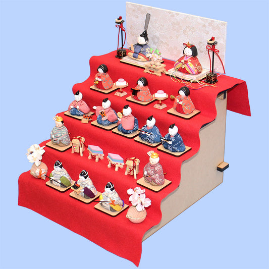 木目込み雛人形 寿鳳作ミニミニ十五人五段飾り 横から